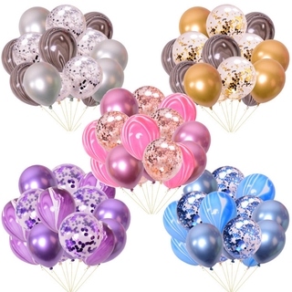 venta caliente 15 unids/set globo de lentejuelas de metal de ágata de 10/12 pulgadas, diseño de mármol, decoración de fiesta de cumpleaños