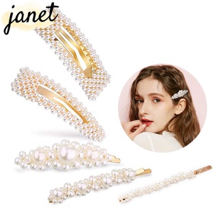 5 pzas pinzas De cabello chapadas en oro perlas Para mujer/boda JT