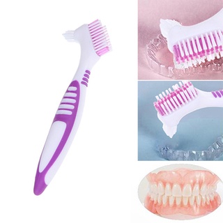 [bn] cepillo de dientes dentadura de doble cara ergonómica mango de plástico multi capas cerdas postizas dientes postizas cepillo de cuidado oral para uso doméstico