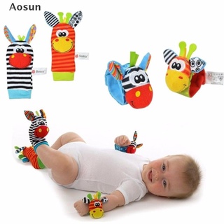 [Aosun] Infant Baby Kids Socks Rattle Toys Animals Wrist Rattle And Socks 0~24 Months .