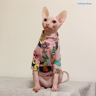 (hibear) camisa de mascotas de impresión de dibujos animados protección solar de manga corta gato de dos patas suéter para primavera