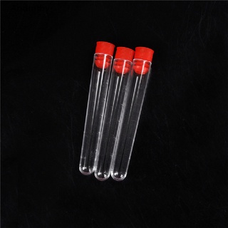 [Andmiby] 10pcs 16x100mm Clear Plastic Test Tubes with Caps Lab Round Bottle Tubes NEW QMT