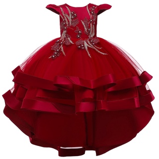 vestido de criança Vestido de festa casamento para meninas flores princesa vestido princesa tutu infantil grande arco elegante (4)