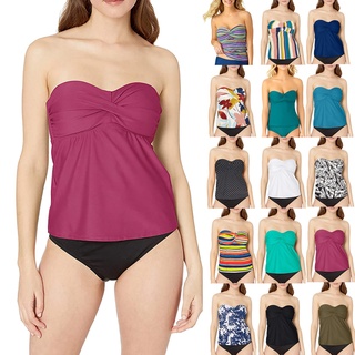 Women's Fashion Comfortable Front Twisted Tube Top Split Swimsuit Top Vest ♥gogoing♥