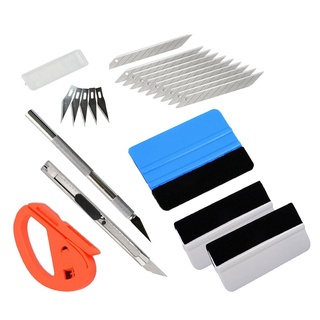 Kit de rascador de tinte de ventana herramientas de envoltura de vinilo cuchillas cortador de fieltro (3)