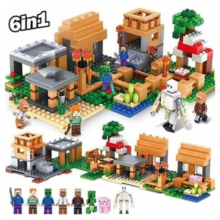 compatible con lego minecraft series bloques de construcción niños y niñas de 6 años de edad pequeñas partículas ensambladas juguetes educativos cerebrales (nueva casa de granja)