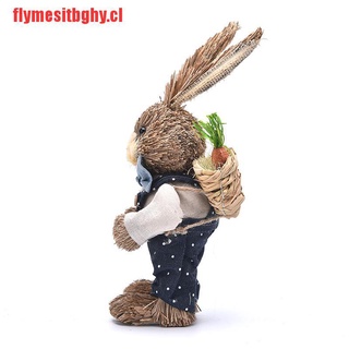 [flymesitbghy]conejito de paja Artificial con conejo de pie con zanahoria pascua H (5)