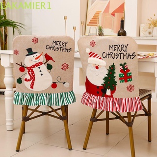 LAKAMIER Cartoon Christmas Chair Cover Christmas Decoration Elastic Stretch Cover Chair Back Xmas Cap Dining Kitchen Decoration Home Decor Holiday Party Decor Snowman Santa Clause Seat Covers