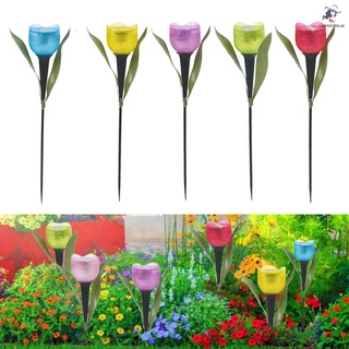 1pcs jardín tulipán forma de flor led alimentado solar impermeable tubo luces de césped decoración de pie para patio al aire libre fiesta