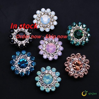 Qinjue 10 piezas de 14 mm DIY cristal piedra de cristal ropa de costura ropa decoración de diamantes de imitación botones en forma de flor artesanía fondo de acero brillante sombrero accesorios/Multicolor