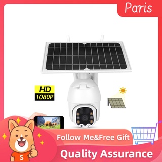 Paris PTZ cámara 1080P HD 4G a todo Color Solar vista nocturna IP66 impermeable PIR alarma banda de seguridad del hogar
