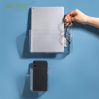 niuyou home phone holer transparente organizador caja de almacenamiento oficina tv control remoto aire acondicionado montado en la pared soporte de carga de plástico (1)