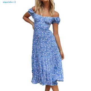 ang- Blue Slim Dress Lacing Slim Summer Dress High Waist for Beach