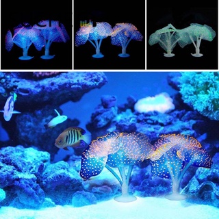 SUCHENN Glowing Artificial Coral Fluorescent Simulation Corals Silicone Plant Landscape Decor Fish Tank Decorations & Ornaments Sucker Aquarium Accessories UnderWater