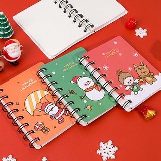 1Set lindo navidad Mini bobina cuaderno bloc de notas cuaderno estudiante oficina papelería (3)