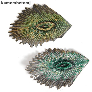 Betomj 12 pzs plumas de pavo real de Color mixto con lentejuelas bordadas para coser en parches insignias.