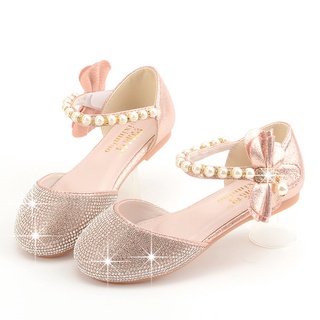 princesa zapatos para niñas de fondo suave medio y grande de los niños de una sola capa zapatos de velcro rosa arco danza rendimiento le