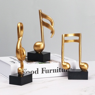 Figurine Decorative Art Statue Golden Musical Note Handicraft Living Room Wine Cabinet Desk Ornaments Home Office Decor