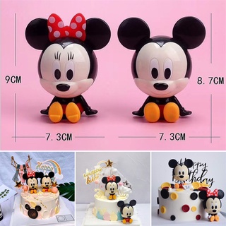 2 piezas de cartón Micky & Minie Mouse figuras de acción para niños decoración de tartas de cumpleaños panadería pasteles Topper suministro