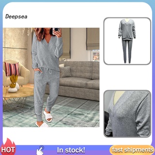 DPA Smooth Fabric Sport Suit Solid Color 2 Pieces Tracksuit Long Sleeve for Daily Wear