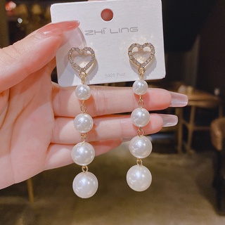 925 plata aguja perla adelgazar coreano temperamento pendientes largos de alto sentido internet celebridad borla pendientes femeninos