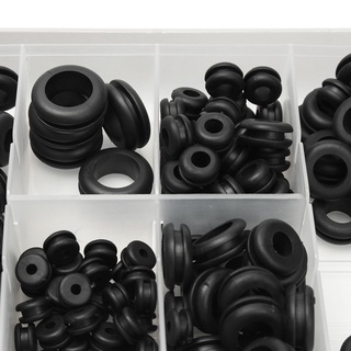kuaileb 180Pcs Black Rubber Washer Seals Grommets Assortment Set Wiring Cable Gasket Kit