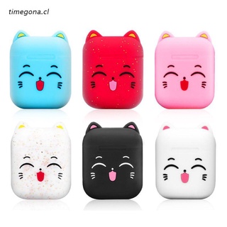 tim Fashion Cute Cartoon Cat Soft Silicone Protective Cover Shockproof Case Skin for Airpods 1/2 Charging Box