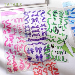 TATARIS Cute Lace Ribbon Sticker Kawaii DIY Hand Account Decoration Flash Stationery Sticker Colorful Ribbon Series Shiny Ins Hand Account Stickers/Multicolor