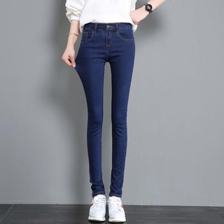 jeans de las mujeres de cintura alta versión coreana de pie negro pantalones estiramiento de gran tamaño de grasa mm pantalones de las mujeres estudiante delgado lápiz pantalones