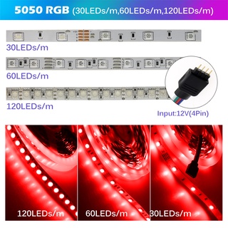 rgb led tira 2835 5050 dc12v luces led 5m cinta impermeable rgbw rgbww rgb rgb cinta flexible 54leds/m 60leds/m 120leds/m 5m/lote (4)