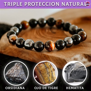 Triple Protection Bracelet 8/10mm Round Bead Hand Chain Jewelry Gift for Men Women