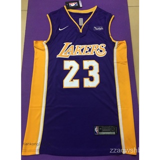 2019 Nueva Temporada Hombres Los Angeles Lakers # 23 LeBron James V-Cuello Bordado Camisetas De Baloncesto jersey Púrpura