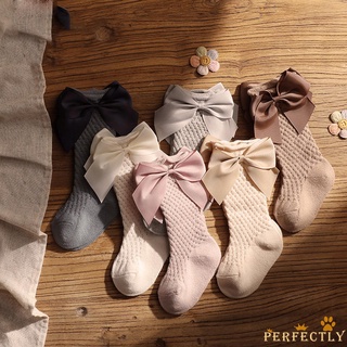 Pft7-calcetines de malla hueco para niñas pequeñas, transpirables, verano, otoño, estilo dulce, decoración de arco, medias medias finas