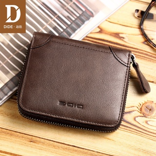DIDE 100% Genuine Leather Wallet Men Wallets Vintage Short c0in Purse Small Wallet Cowhide Card Holder Pocket Purse DQ657
