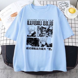 HONEYPEACH Jujutsu Kaisen Anime Gojo Satoru Impresión T-Shirt Mujeres Casual Marca Top 2021 Verano Manga Corta Suelta Suave Señoras (9)