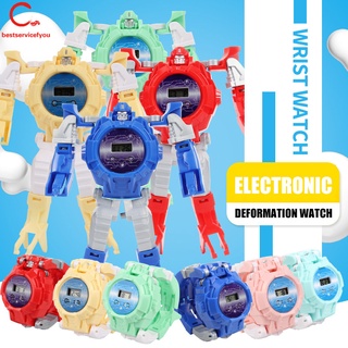 reloj de deformación electrónico de dibujos animados ajustable transformador juguete regalo para niña niño (2)