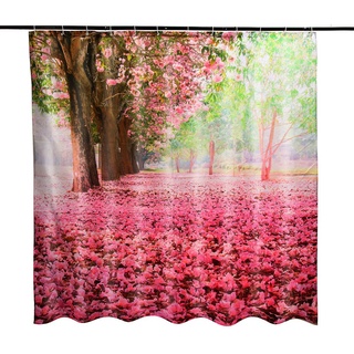 ON SALE Cherry Blossom 3D Fashion Pattern Bathroom Fabric Shower Curtain (7)