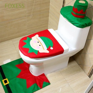 FOXESS-Funda De Navidad Para Inodoro , Decoración Del Hogar , Diseño De Baño , Asiento De Juego De Alces , Papá Noel , Muñeco De Nieve , Regalos