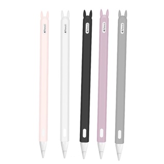 Rr lindo conejo oreja Anti-scroll de silicona suave funda protectora caso de la piel mordisco cubierta para Apple i-Pad Pro Pencil 2nd (1)