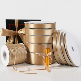 22m/rollo de oro satén cinta de boda fiesta de navidad decoración de bricolaje manualidades cintas embalaje envoltura