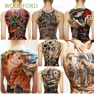 woodford cool full back tatuaje pegatinas pecho temporarytattoo tatuaje pegatina mujer belleza grande pez lobo|dragon transferencia de agua impermeable adhesivo