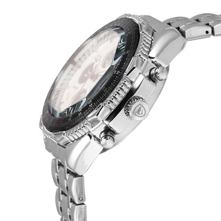 reloj de cuarzo con correa de acero tiburón con decoración de mano