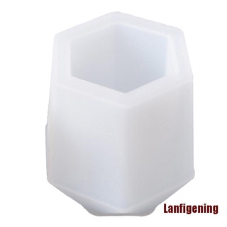 Lanf DIY taza de silicona molde de la pluma titular de la forma de epoxi molde hexagonal redondo moldes Fo (4)