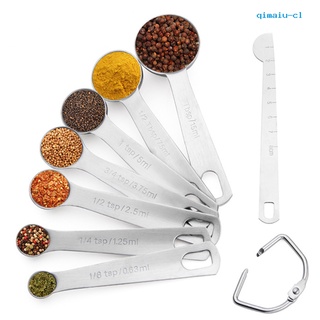 QM- 8Pcs Stainless Steel Measuring Spoons Cup Kitchen Cooking Baking Scale Scoop