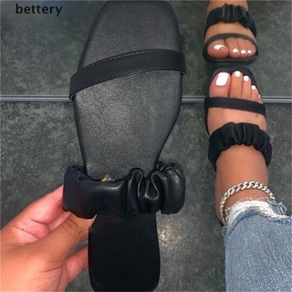 [bettery] sandalias de mujer dedo del pie abierto zapatillas planas de moda sólido al aire libre nuevo zapato de verano