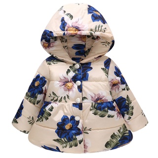 dialand _niño bebé niñas niños invierno Floral grueso cálido chamarra con capucha abrigo a prueba de viento