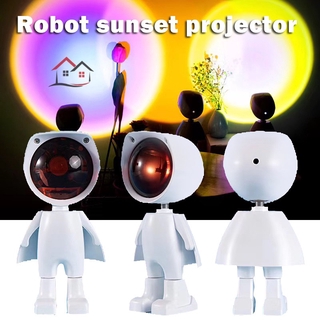 Robot figura lámpara proyector con puesta de sol/arco iris/Color solar USB Led proyección de luz adorno para casa oficina TIKTOK @MY
