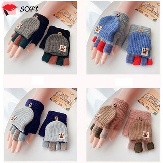 Suavidad fácil de usar guantes Multicolor mantener caliente niñas niños nuevo empalme conectar dedos Flip invierno