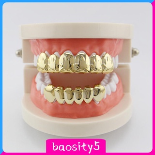 Baosity5 18K rejillas De papel De hoja De arce chapado en oro Top y boquillas De dientes (2)