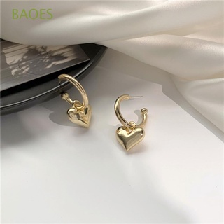 BAOES Ladies Drop Earring Sweet Ear Hoop Heart Earrings Women Love Heart Adorable Gold Silver Color Girls Piercing Stud Earrings/Multicolor